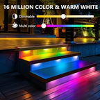 8 Pack 7 inch RGB LED Hardscape Lighting Step Lights Retaining Wall Lights with Color Changing & Warm White Mode Low Voltage Landscape Paver Lights Waterproof Deck Lights for Outside Stairs Yard - Image 2