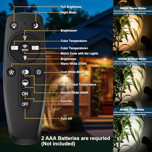 12W Landscape Lights Low Voltage LED Landscape Lighting Spotlight Waterproof Garden Pathway Christmas Decorative Lights Outdoor (Stepless CCT 10 Pack) - Image 5