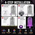 Aurelema 6 Pcs 17" Metal Halloween Tombstones Decoration with Light Outdoor - Image 4