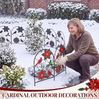Yaocom 12 Pack Christmas Cardinal Fence, 16.5"H x 11.8"W Metal Garden Decor - Image 5