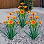 Homight Metal Agave Plant Outdoor Decoration Outdoor Garden Decoration Daffodils Flowers Mexican Yard Art Daffodils Flowers Decorative Garden Gift (3 Big Orange Daffodil) by HomightCentennial