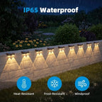 Peasur 12 Pack Solar Fence Lights Outdoor,Deck Light Solar Powered, IP65 Waterproof Led Riling Solar Lights Brown Frame for Outside Yard Step, Wram White - Image 4