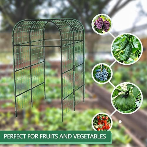 Garden Arch Trellis for Raised Beds, 7.3 FT Metal Cucumber Trellis with Plastic Connectors, u-Shape Plant Support for Climbing Vegetables & Flowers, Weather-Resistant Black - Image 5