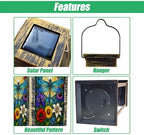 Solar Lantern Blue Dragonfly Stained Glass Colorful Floral Outdoor Waterproof Hanging Solar Light Outside Lights for Patio Yard House Lawn Decor Birthday Gifts for Women Mom - Image 3