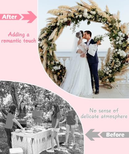 Queension Metal Arch Backdrop Stand 8Ft Wide 7Ft High, Wedding Arch Frame for Wedding Decorations, Balloon Arch Stand with Base for Ceremony, Outdoor Garden Arch Trellis for Climbing Plants, Gold - Image 5