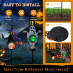 Solar Halloween Garden Stake Light 2 Pack Witch & Ghost Decorations - Image 5