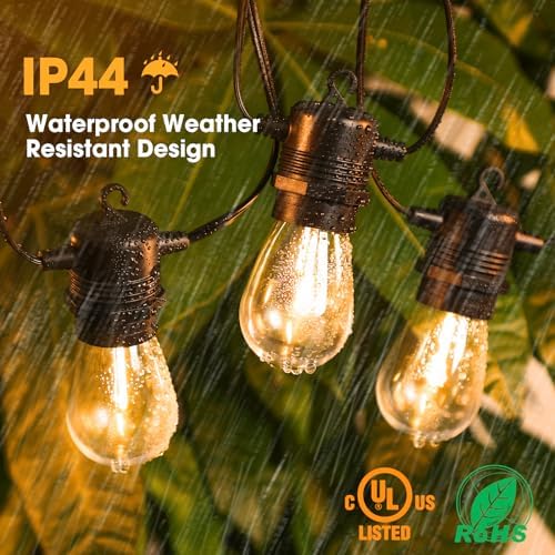 GvvooHome 25FT LED Outdoor String Lights Patio Light with 9 Shatterproof S14 Replaceable Bulbs(1 Spare), Outside Hanging Lights Waterproof for Porch, Deck, Garden, Backyard, Balcony, 2700K Dimmable - Image 6