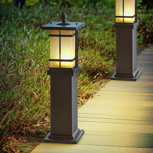 MADISH Outdoor Landscape Path Light Modern Black Waterproof Bollard Light Outside Housing Pathway Light Aluminum Walkway Lighting Hardwired E26 Sideway Post Pole Lighting Patio Porch Exterior Lawn Flo - Image 5
