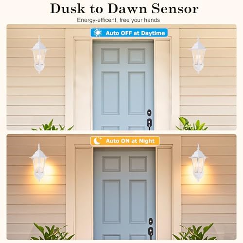 GRUENLICH Outdoor Wall Light Fixture, Antirust Aluminum Glass, White 2 Pack - Image 2