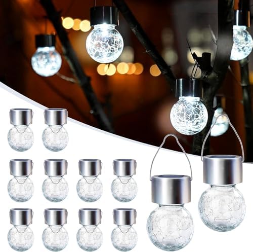 GIGALUMI Solar Lights Outdoor Garden Decor Hanging Lantern for Outside 12Pc by GIGALUMI