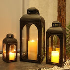 NEEDOMO Lanterns Decorative Indoor&Outdoor,Set of 3 Outdoor Lanterns for Porch, 26" Metal Frame Candle Holders with Glass, Fall, Christmas by NEEDOMO-LightUpYourSpace