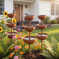 Water Barrels Rain Catcher from Gutter - Metal Flower Garden Stakes Bird Bath, 3-Tier Butterfly Feeder and Bird Water Bowl, Faux Rust Iron Garden Accessories Outdoor for Butterfly Garden Decor (3) by Unknown