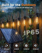 Solar String Lights Outdoor Waterproof, 60FT(54+6) 26 LED S14 Shatterproof Edison Bulbs, 2FT Spacing, 3 Modes, Dimmable, Timer, USB Solar Powered Hanging Patio Lights for Outside, Backyard - Image 6