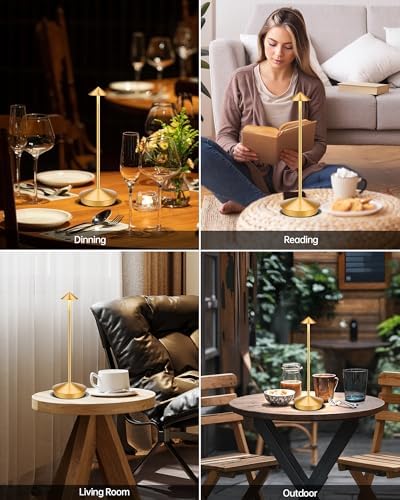 Portable Led Cordless Lamp Table Light 2 Pack, Rechargeable 6000mAh Battery Outdoor Table Lamp for Dinning Restaurant Patio Bedroom Camping, IP54 Waterproof, Dimmable - Image 2