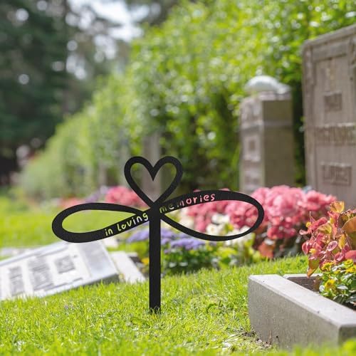 in Loving Memories Metal Garden Stake Decorative, Heart Design with Script Silhouette Statues for Yard Art, Outside, Patio, Outdoor Decor, Garden Decorations, Lawn Ornaments - 18" Black - Image 3