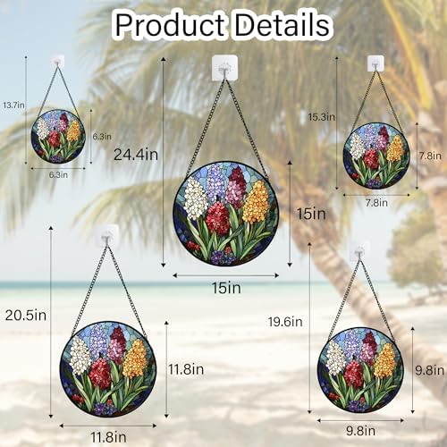 Hyacinth Stained Glass Window Hanging Suncatcher Gift for Women 15" - Image 5
