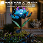 38 Inch Solar Wind Spinner Outdoor, Kinetic Lotus Yard Art with Glass Light - Image 6
