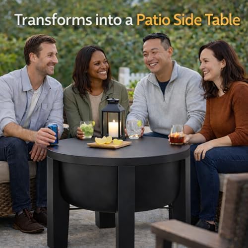 Fire Chief Wood Burning Fire Pit with Tabletop Lid – Modern Outdoor Metal Fire Pit for Patio & Backyard – Premium Heavy Duty Fire Pit Bowl with Multi-Use Side Table (Modern Bowl) - Image 6