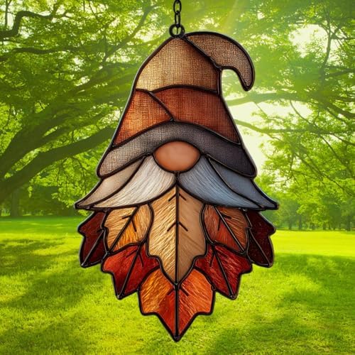 Maple Leaf Autumn Gnome Fall Acrylic Suncatcher - Image 3
