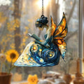 Reading Fairy Acrylic Suncatcher Size 12 inches, Bookish Stained Glass Effect Window Hanging Ornament, Garden Decor, Gift for Book Lover Reader Bookworm by XISZYS