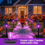 Greluna Solar Lights Outdoor,12 Pack Purple Waterproof Auto On/Off Solar Pathway Lights for Your Garden, Landscape, Path, Yard, Patio, Driveway,Walkway Halloween Decor - Image 3