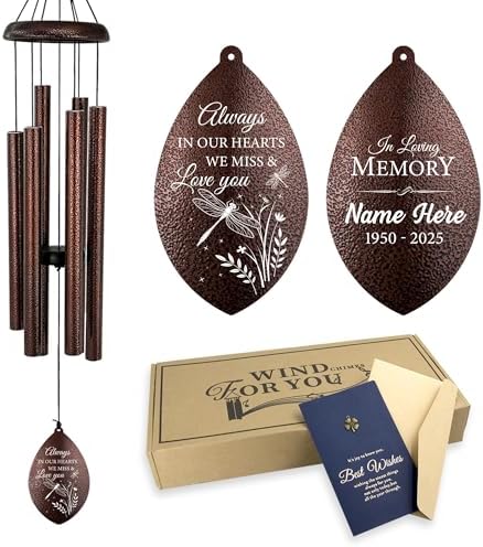 ASTARIN Personalized Sympathy Wind Chime, Deep Tone Wind Chimes for Outside, Sympathy Gifts for Loss of Mom, Bereavement Gifts for Funeral/Condolences/Memorial(Produced in Texas) by Astarin