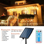Solar Christmas Lights Outdoor Waterproof Christmas Decorations Curtain Lights 320LED 29.5ft 60 Drops, Solar Powered Rechargeable Fairy Lights for Party, Wedding, Home Decorations(WarmWhite) - Image 3