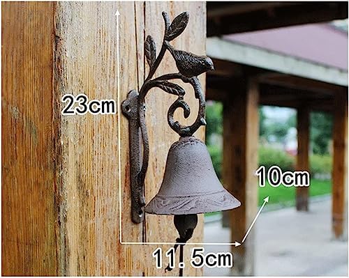 Heavy Duty Cast Iron Wall Bell - Decorative Retro Style Lovely Bird Hand Bell - Manually Shaking Wall Hanging Doorbell - Indoor Outdoor Wall Mounted Dinner Bell - Garden Home Wall Decoration - Image 4