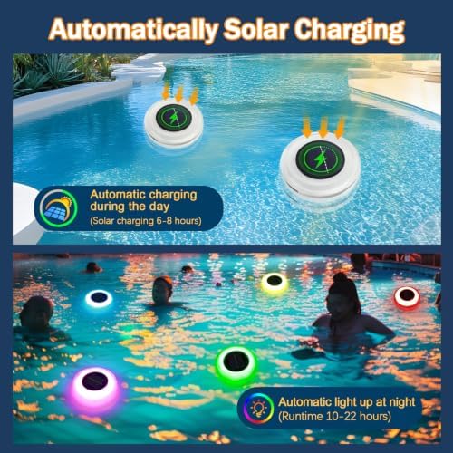 Solar Floating Pool Lights, RGB Color Changing Pool Lamp with Remote - Image 2