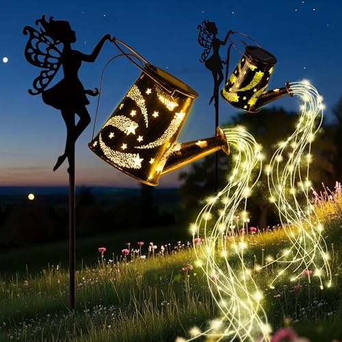 Solar Lights Outdoor,2 Pcs Solar Watering Can Light,Waterproof Metal Hanging Lantern,Fairy Gardening Gifts,Fairy Garden Decor for Outside,Perfect for Garden,Patio,Yard,Pathway by Unknown