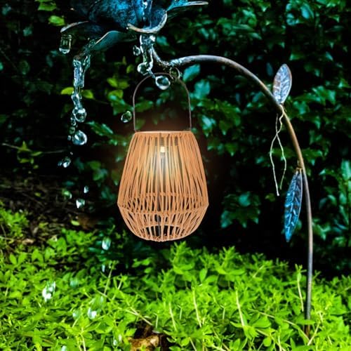 TEHAUX Solar Lantern Rattan Decorative Led Light for Outdoor Patio Hanging Solar Lamp Sturdy Design for Courtyards Gardens and Balconies for Ambient Garden Decor - Image 3