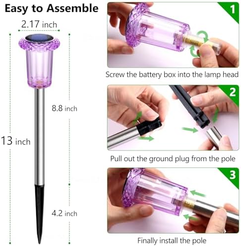DenicMic Solar Halloween Lights Outdoor 15 Pack Purple LED Halloween Decor - Image 4