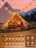 25FT LED Outdoor String Lights, ST38 Patio Lights Waterproof with 25 Shatterproof Edison Bulbs, Connectable Outside Hanging Light for Porch, Garden, Backyard, Deck, Balcony, Decor, 2700K Warm White - Image 2