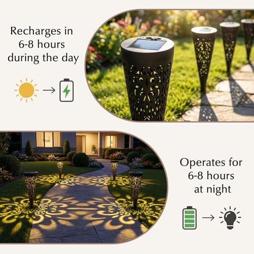 Hoikwo 4 Pack Hollow Out Solar Lights Outdoor Waterproof - Image 4