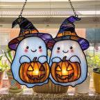 Cute Witch Ghost and Pumpkin Acrylic Suncatcher - Image 4