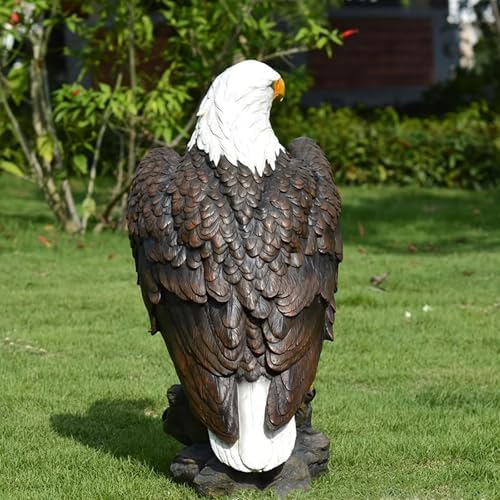 Patriotic Bald Eagle Garden Statue, 24.4" Tall Large Standing American Eagle Sculpture for Yard Decor, Hand-Painted Bird Art Lifelike Animal Figurine Themed Ornament for Gifts - Image 4