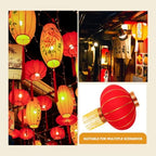 2pcs Red Flocking Cloth Traditional Lanterns with Tassel for Xmas Holiday - Image 4