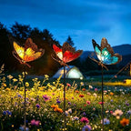 Metal Solar Garden Light Colorful Butterfly, Yellow - Image 2