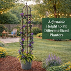 Plow & Hearth Metal Garden Obelisk | Indoor/Outdoor | Powder-Coated Steel | Trellis for Climbing | Floral Pattern | 11" Dia. x 7'H | Bronze - Image 6