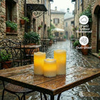 Amagic Waterproof Outdoor Flameless Candles with Timer, Battery Operated Candles with Remote Control, Electric LED Pillar Candle for Outside Patio, Garden, Wedding Decor, D3 x H4 5" 6", Set of 9 - Image 2