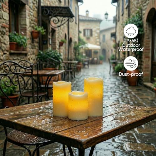 Amagic Waterproof Outdoor Flameless Candles with Timer, Battery Operated Candles with Remote Control, Electric LED Pillar Candle for Outside Patio, Garden, Wedding Decor, D3 x H4 5" 6", Set of 9 - Image 2