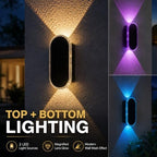 Herzila 6 Pack Solar Fence Lights Outdoor, RGBW Solar Wall Lights Waterproof Top and Bottom Lighting Solar Powered for Garden/Pool Cage/Patio/Wall (2 Installation Modes) - Image 2