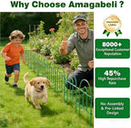 AMAGABELI 25 Panels 24in(H)×35ft(L) Decorative Garden Fence No Dig Rustproof Metal Pre-Linking Fence Panels Garden Edging Border Animal Barrier Fencing for Flower Beds Yard Patio Outdoor Decor Green - Image 4