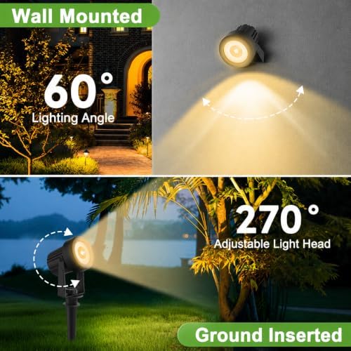 Solar Spotlights Outdoor Waterproof, Warm White Landscape Lights - Image 3