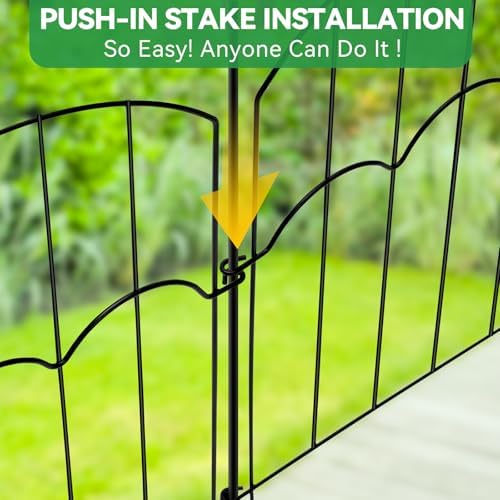 GOTGELIF 25 Panels Decorative Arched Garden Fence, 17''x27 FT No-Dig Dog Barrier with 26 Stakes, Arched Rustproof Metal Animal Fencing for Rabbit Flower Beds for Yard Patio Outdoor Decor - Image 3
