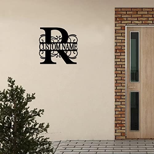 R Custom Name Initial Letter Monogram Metal Sign Decorative Iron Metal Wall Sculpture Cut Out Sign Decorative Metal Welcome Sign Welcome Sign for Living Room Dock Porch Home Decor 18 Inch - Image 6
