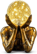 Solar Garden Statue with Crackle Glass Gazing Ball, Outdoor Warm LED Decor by Unknown
