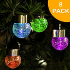 SUNWIND Hanging Solar Ball Lights Outdoor - 8 Pack Auto Color Changing Cracked Glass Decorative Garden Lights Hanging Solar Lanterns for Yard, Patio, Fence, Tree, or Holiday Decoration(Multi-Color) - Image 2