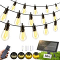 Solar Lights Outdoor Patio Lights: S14 15M 50FT Solar Powered Remote Control 3 Light Modes Dimmable Solar Waterproof Light - Shatterproof Bulbs - Camping Backyard Garden Deck Outside Yard by Unknown