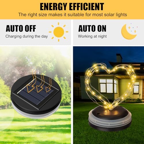 Retisee 12 Pack 3.15 Inch Warm Solar Replacement Tops with 30 LEDs, Waterproof Silicone Lid, Fairy String Lights for Outdoor Garden Lanterns & DIY Decor - Image 4